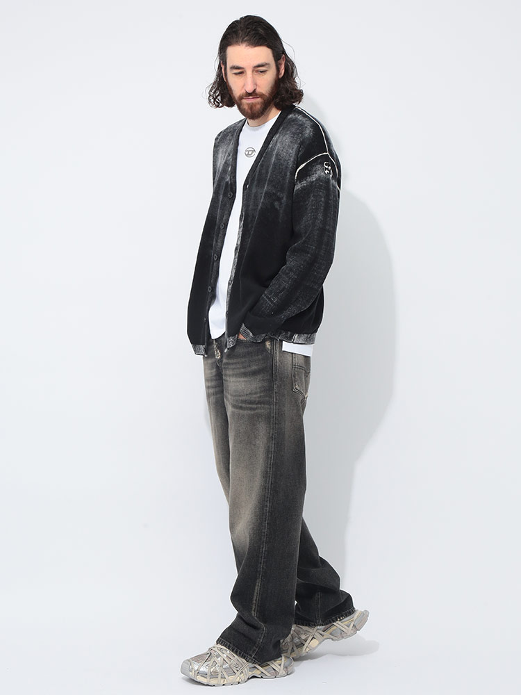 DIESEL (ディーゼル) コットン プリント ニットカーディガン