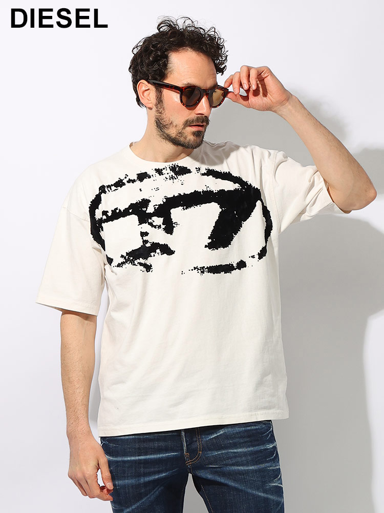 DIESEL (ディーゼル) オーバルDロゴ フロッキープリント クルーネック