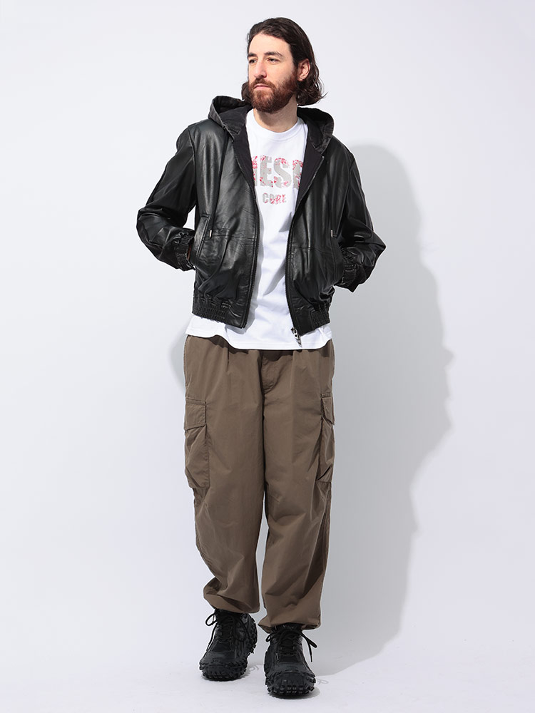 DIESEL (ディーゼル) デニム レザーコンビネーション ジップ ブルゾン