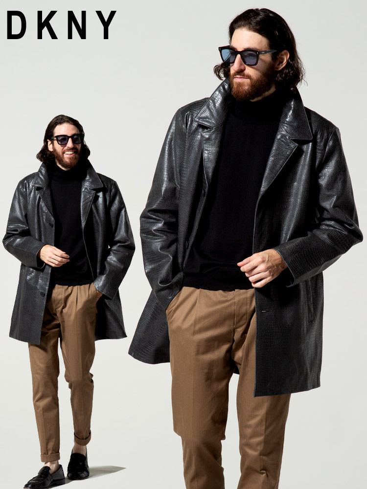 DKNY (ダナキャラン ニューヨーク) レザー シングル コート DKDX8M2382