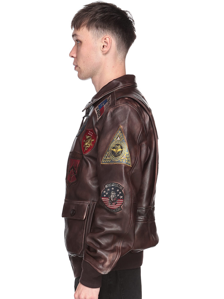 TOPGUN (トップガン) レザー フルジップ ボンバージャケット TGVIN M L
