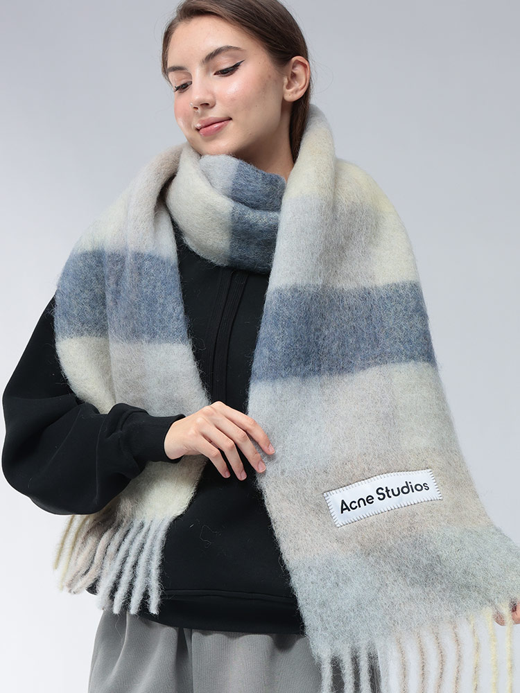Acne Studios (アクネストゥディオズ) モヘヤ混 チェック柄 マフラー