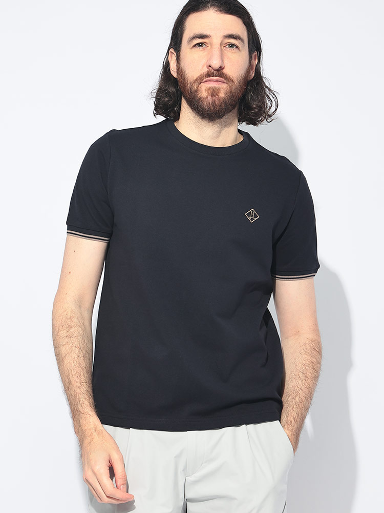 HERNO (ヘルノ) 鹿の子 ワンポイント 半袖 Tシャツ メンズ IT46 IT48