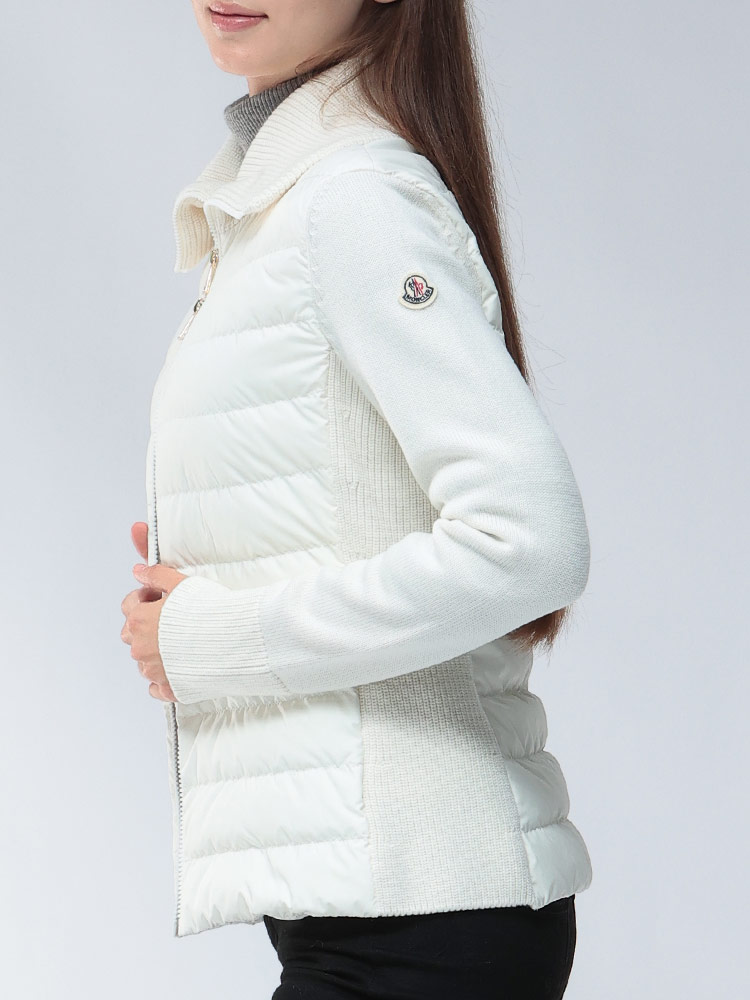 MONCLER (モンクレール) ニット切り替え フルジップ 襟付き ダウン