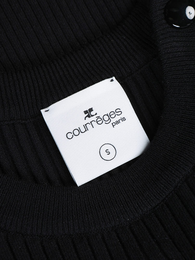 courreges (クレージュ) ショルダースナップ ロゴ刺繍 リブニット