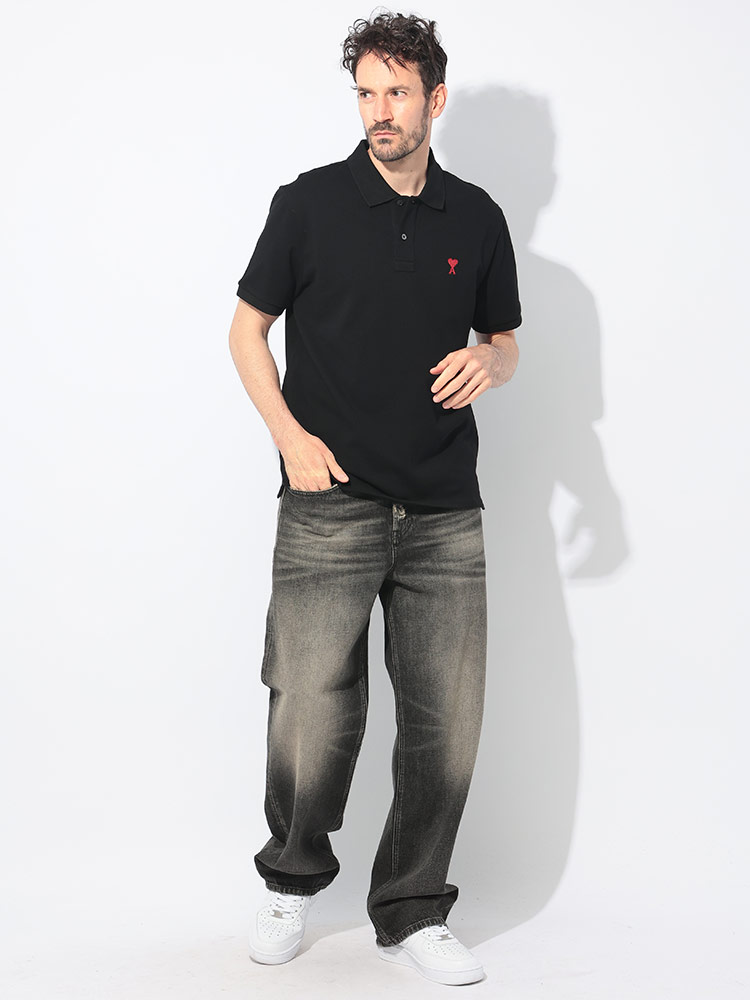 AMI PARIS (アミパリス) ワンポイント 半袖 ポロシャツ AMI DE COEUR