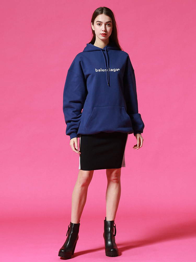 BALENCIAGA (バレンシアガ) ロゴプリント フード プルオーバー 長袖