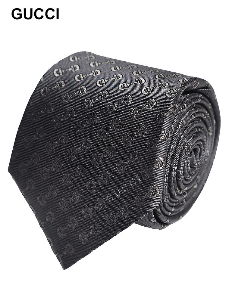 GUCCI (グッチ) シルク100％ ホースビット 総柄 ネクタイ