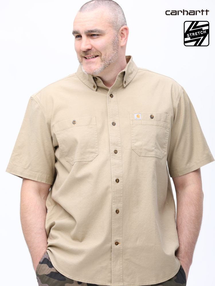 大きいサイズ メンズ Carhartt (カーハート) ストレッチ 無地 ボタン