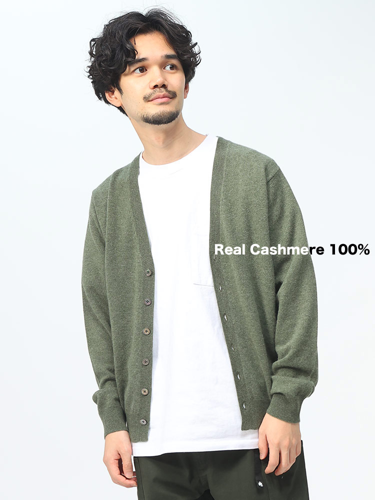 DESHENG (デシェン) カシミヤ100％ 12G 無地 カーディガン M L LL