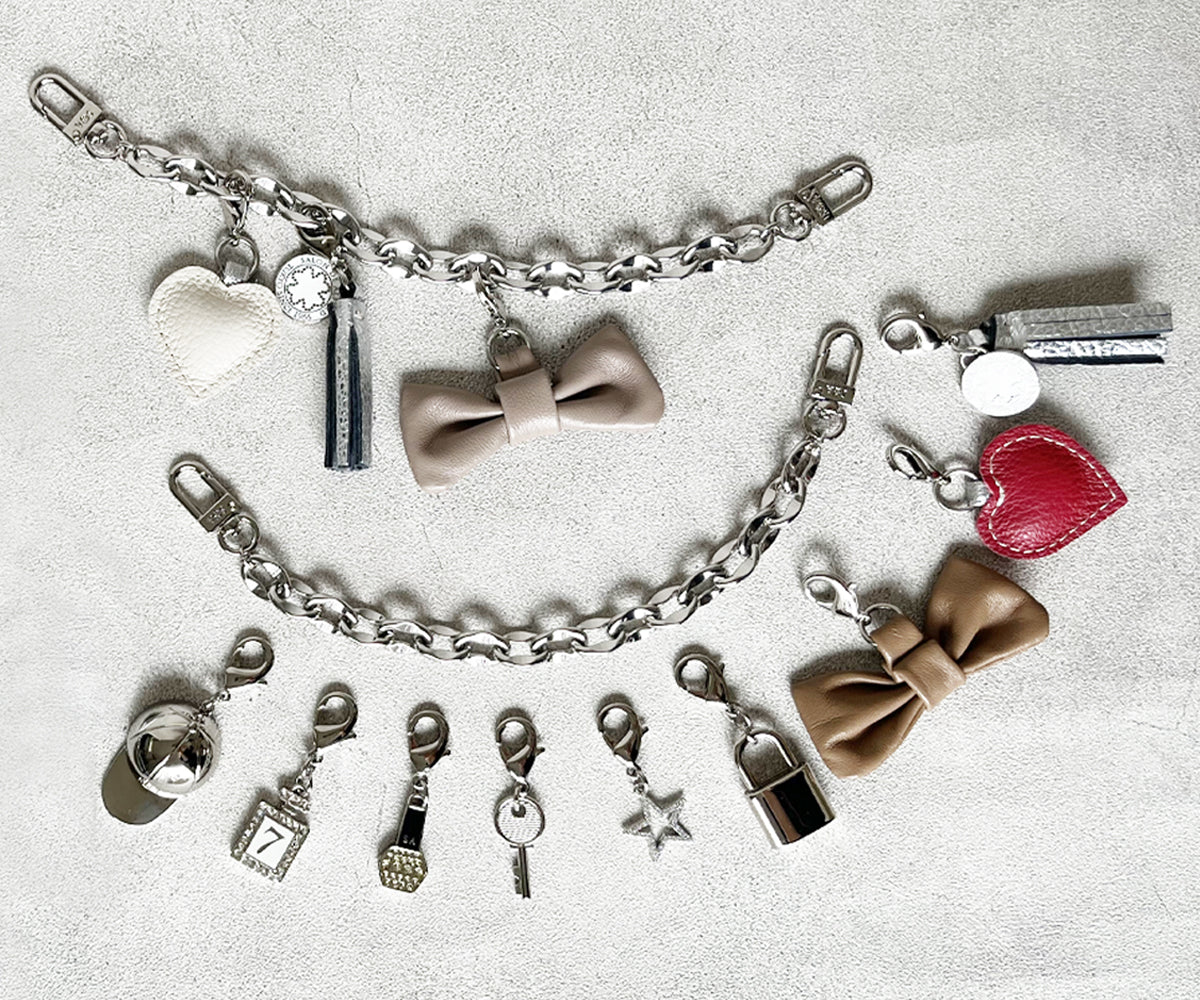 トッピング チェーン バッグチャーム リボン＆ハート タッセル 1904