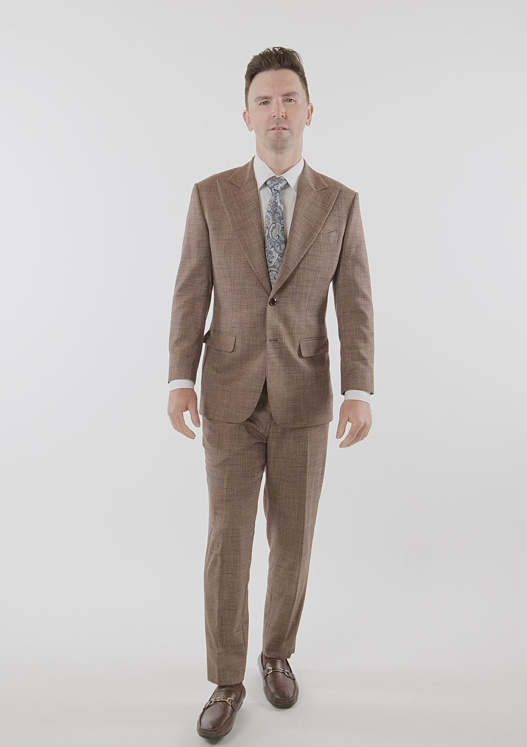 Hudson Tawny Brown Hopsack Suit - SARTORO