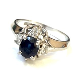 Pt900 リング ブルーサファイア 1.45ct メレダイヤモンド 0.52ct