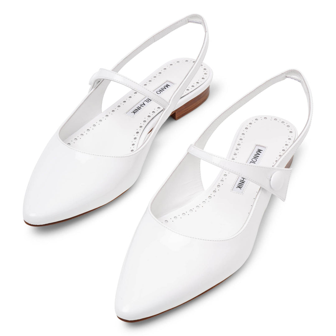 Manolo Blahnik | Didionflat white patent flats | Savannahs