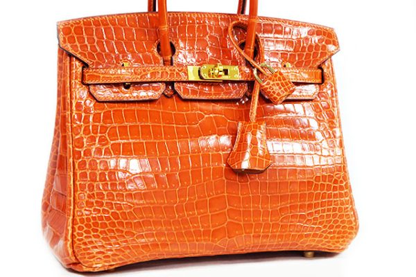 売切】エルメス バーキン25 オレンジ クロコダイル ポロサス G金具 □I
