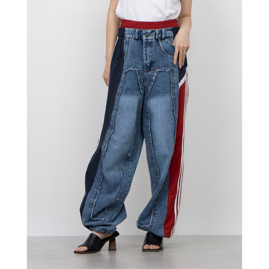 スリーフォータイム Three Four Time サイドスイッチデニムパンツ