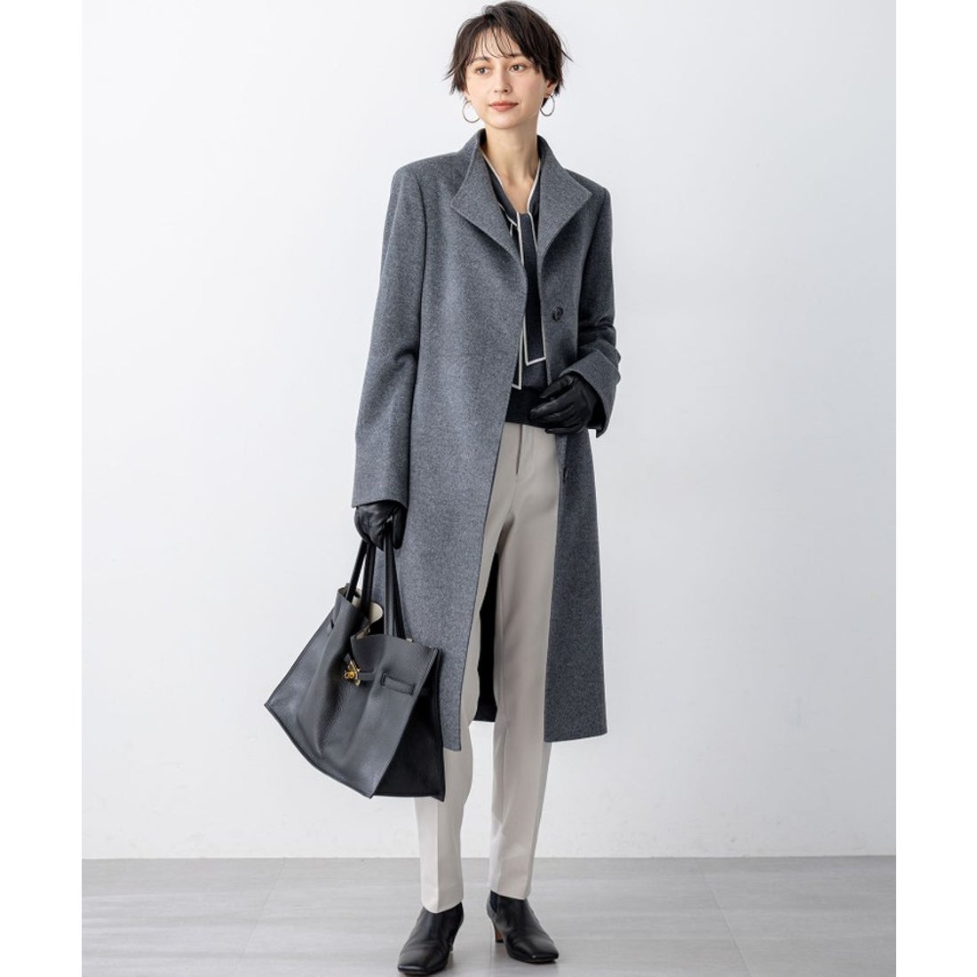 ニジュウサンク 23区 ウールカシミヤビーバー スタンドカラー コート