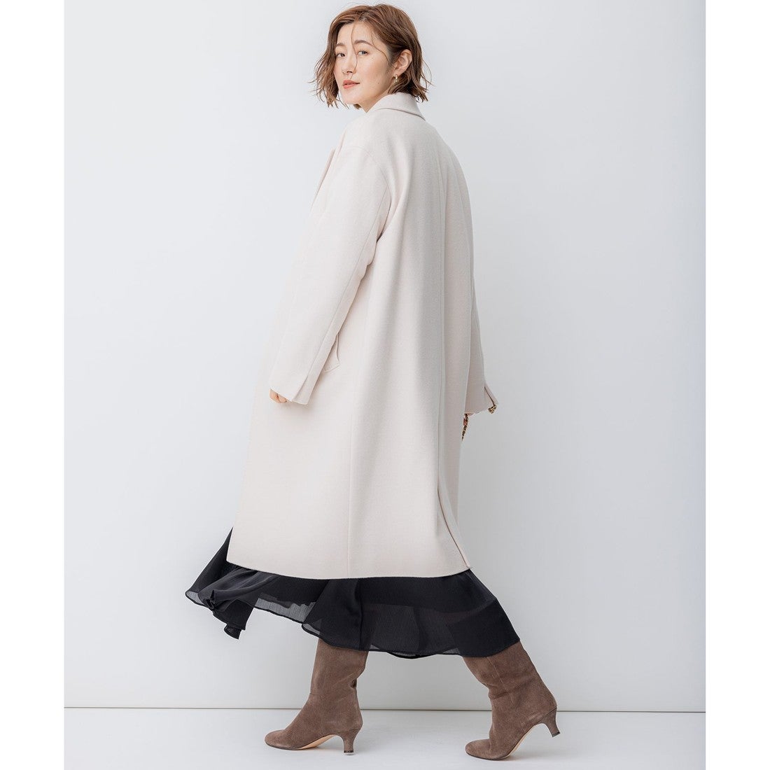 23区 ウールカシミヤビーバー チェスター コート （ライトグレー系