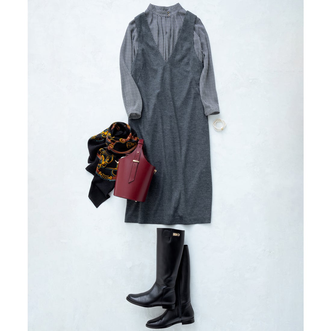 23区（大きいサイズ） ウールミルドジャージー ジャンパースカート