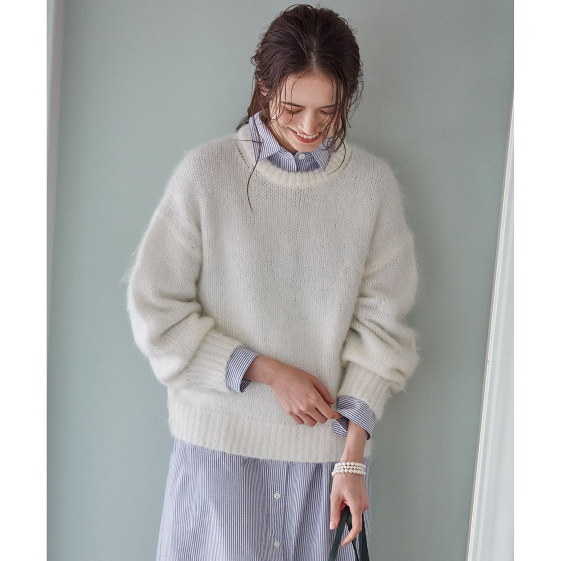 23区（大きいサイズ） 【SLOW/一部店舗限定】チャンキーモヘア ニット