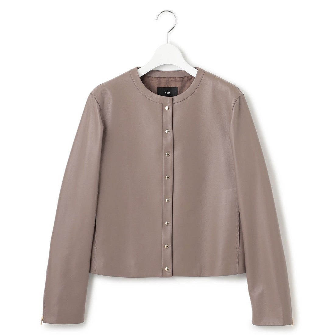 23区（大きいサイズ） ラムレザー ノーカラージャケット （トープ系