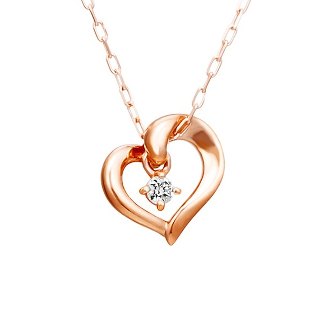 ヨンドシー 4℃ K10ピンクゴールドハートダイヤモンドネックレス