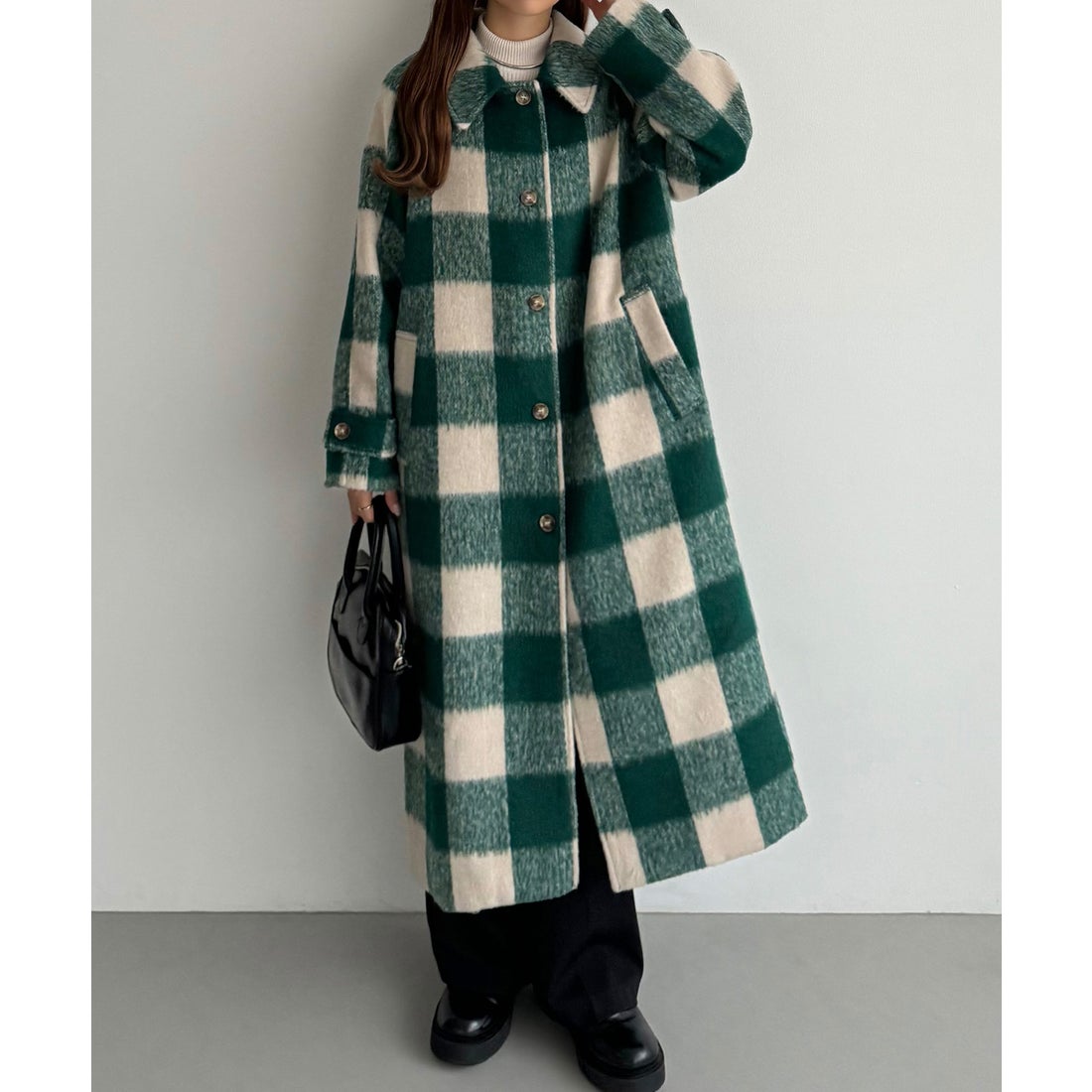 カラウティア callautia callautia シャギーチェックロングコート