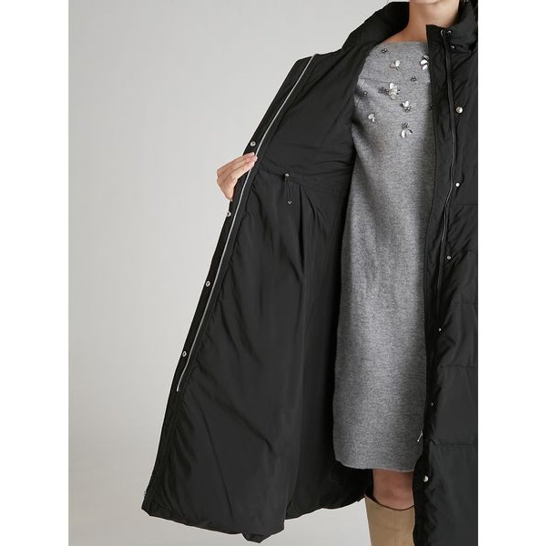 セルフォード CELFORD フードリボンロングダウンコート （BLK