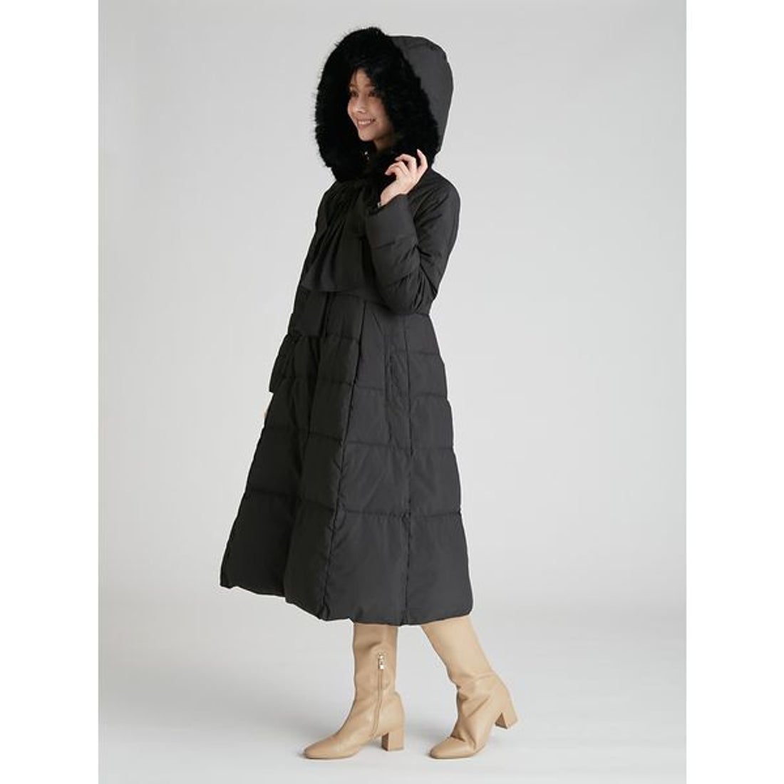 セルフォード CELFORD フードリボンロングダウンコート （BLK