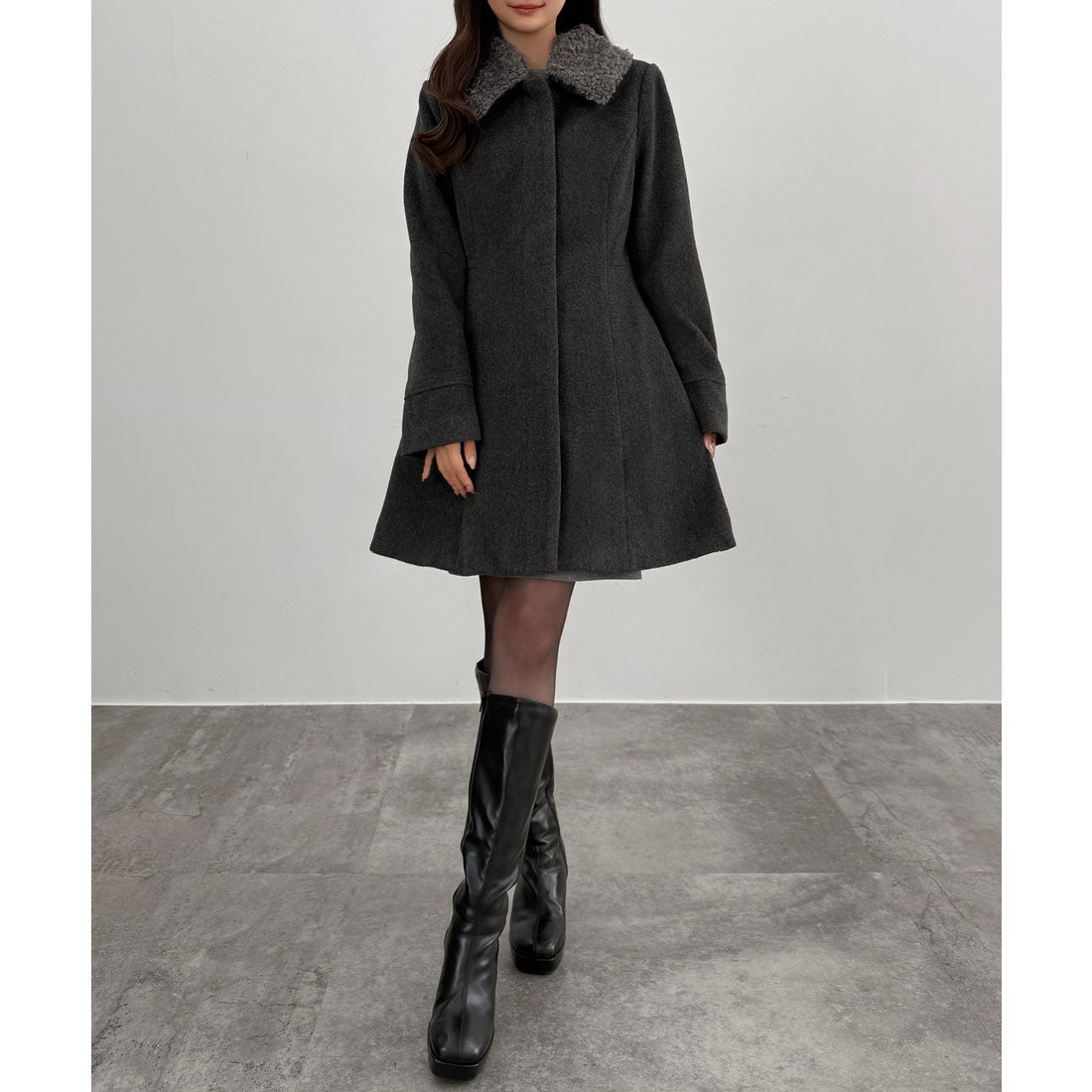 セネア CENEA CENEA 2wayカラーウエストシェイプミドルコート