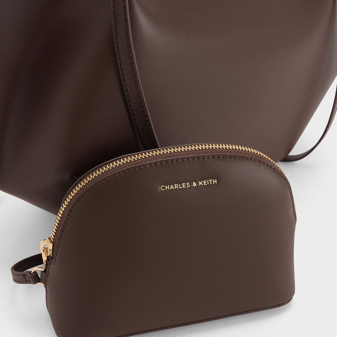 CHARLES & KEITH Calla カルラ ラージトートバッグ （Espresso Brown