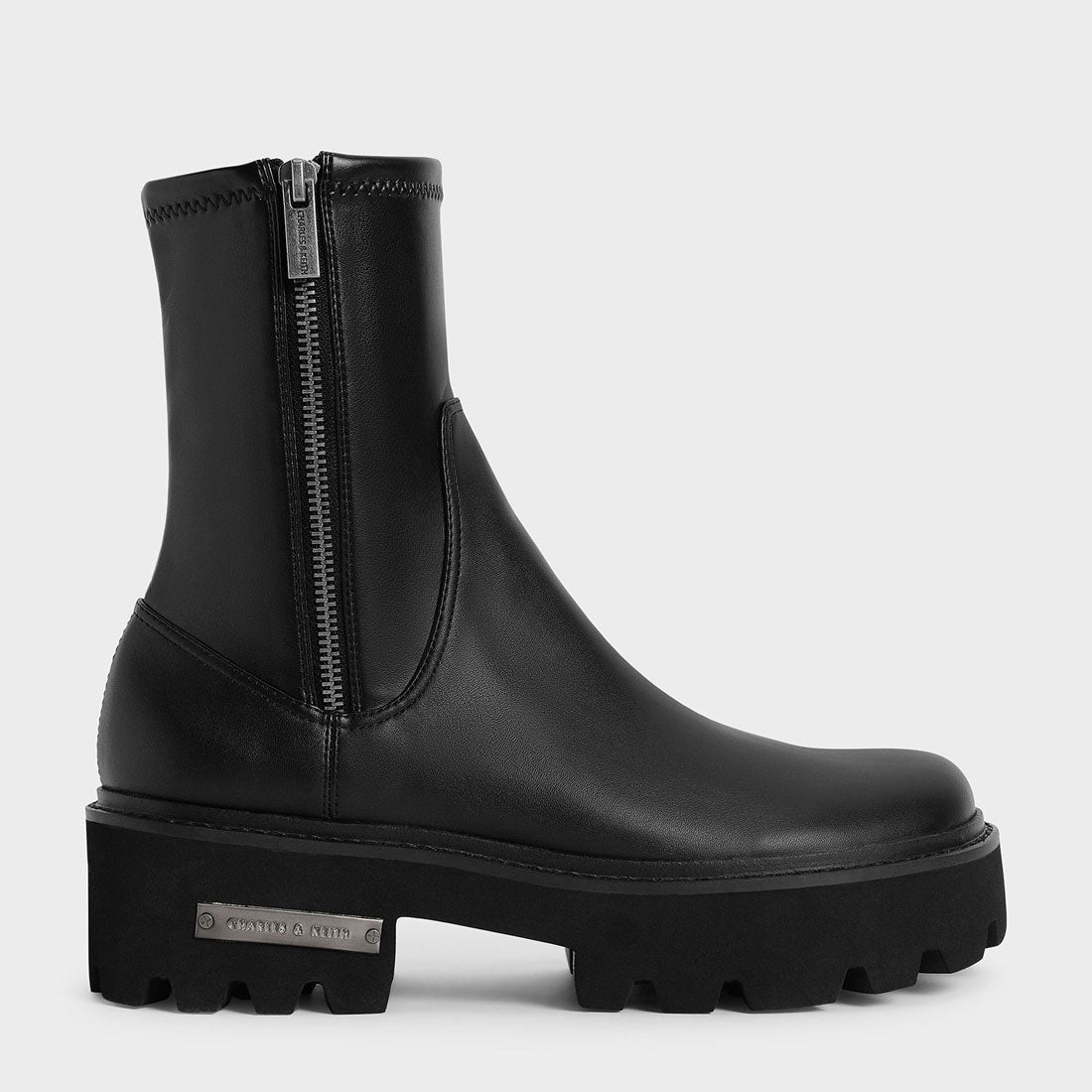 CHARLES & KEITH サイドジップ アンクルブーツ 【再入荷】（Black