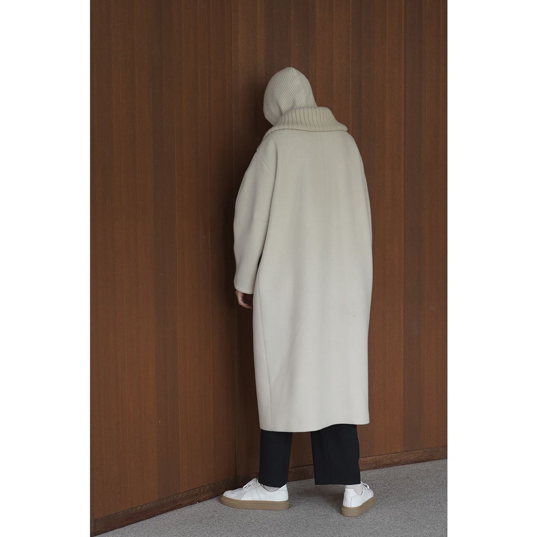 クラネ CLANE RIB COLLAR WOOL LONG COAT （BORDEAUX） -靴
