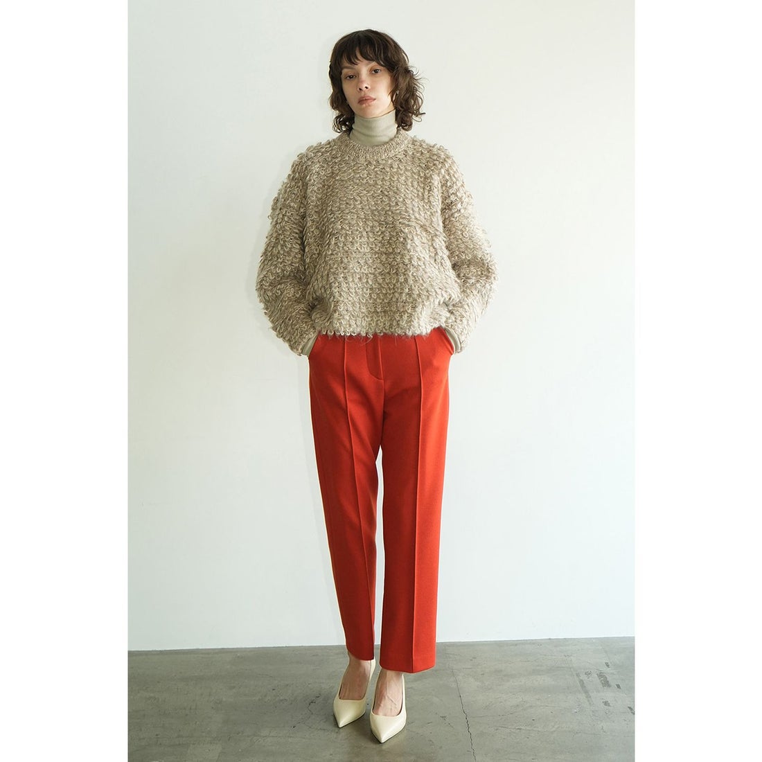クラネ CLANE MIX LOOP MOHAIR KNIT TOPS （BEIGE） - ファッション