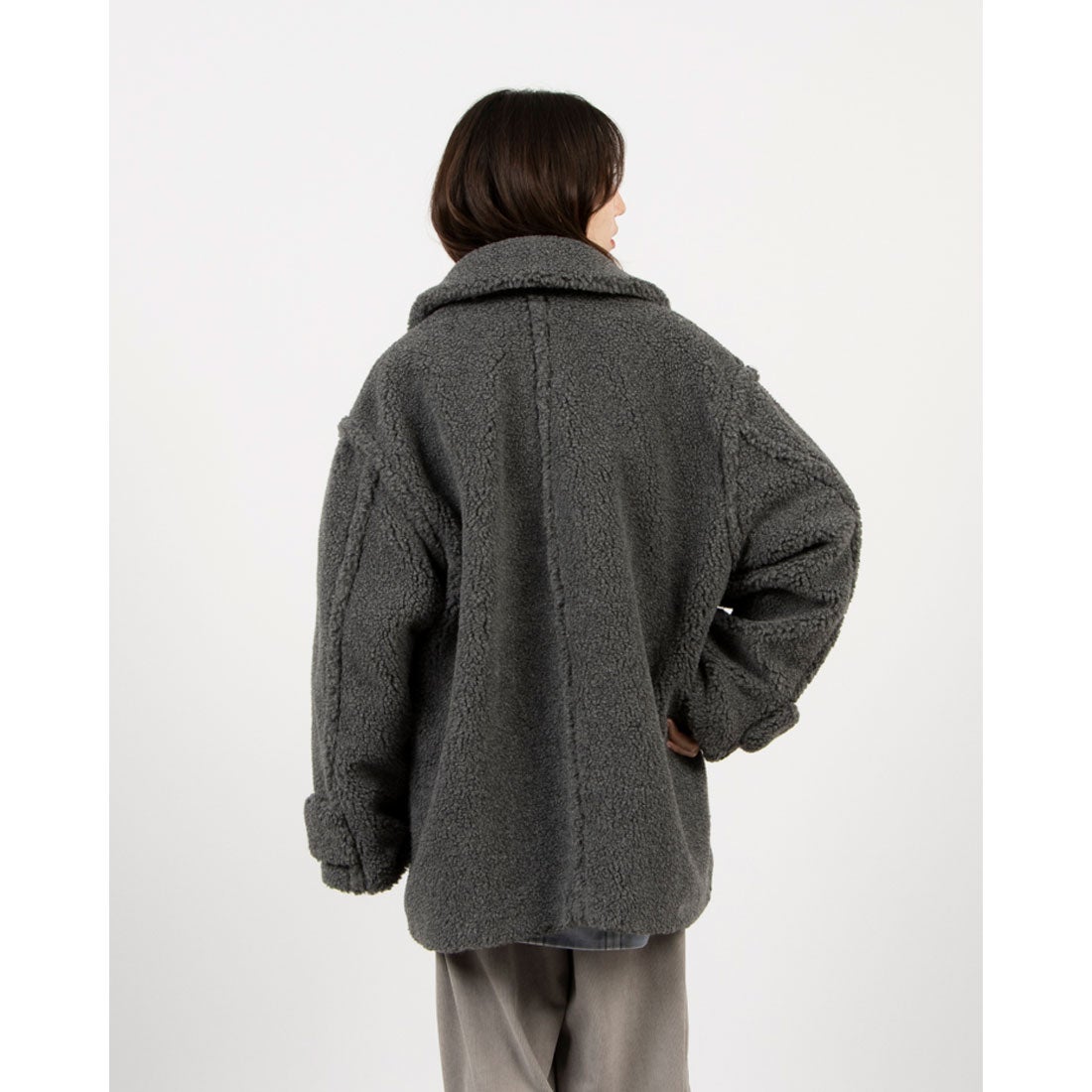 クラネ CLANE RIDGE POCKET BOA OVER COAT （GRAY） - ファッション