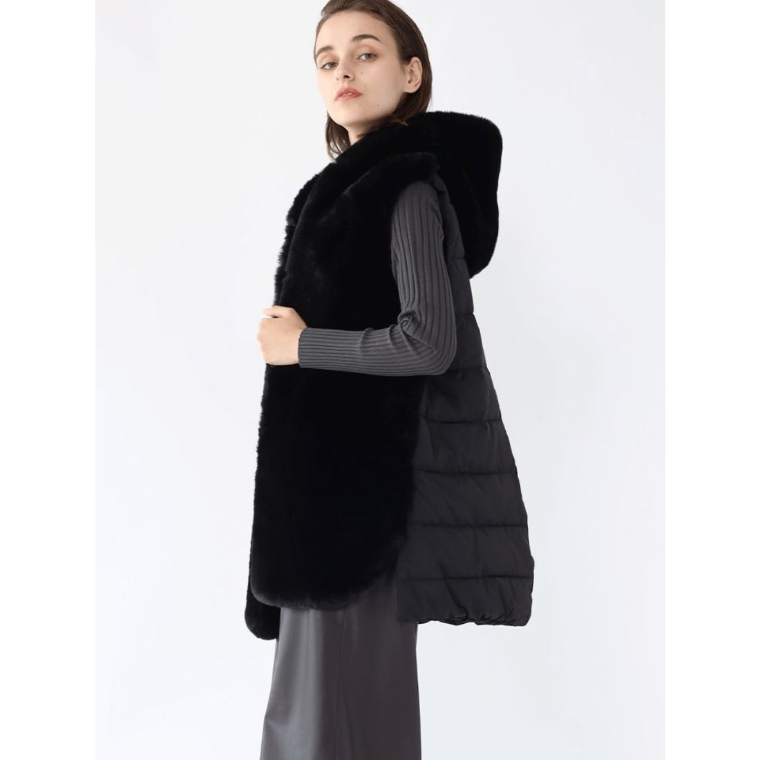 アーガ Aga エコファーベスト （チャコールグレー） -ファッション通販