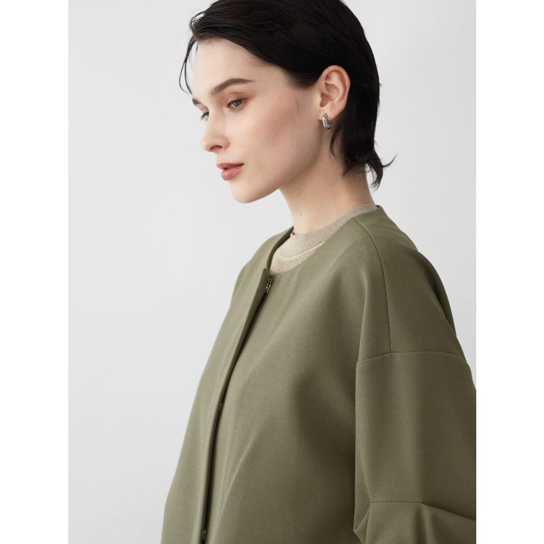 アーガ Aga アームギャザージョーゼットジャケット （モカ