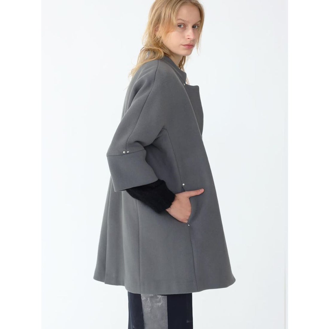 アーガ Aga Double Meltonコクーンコート （チャコールグレー） -靴