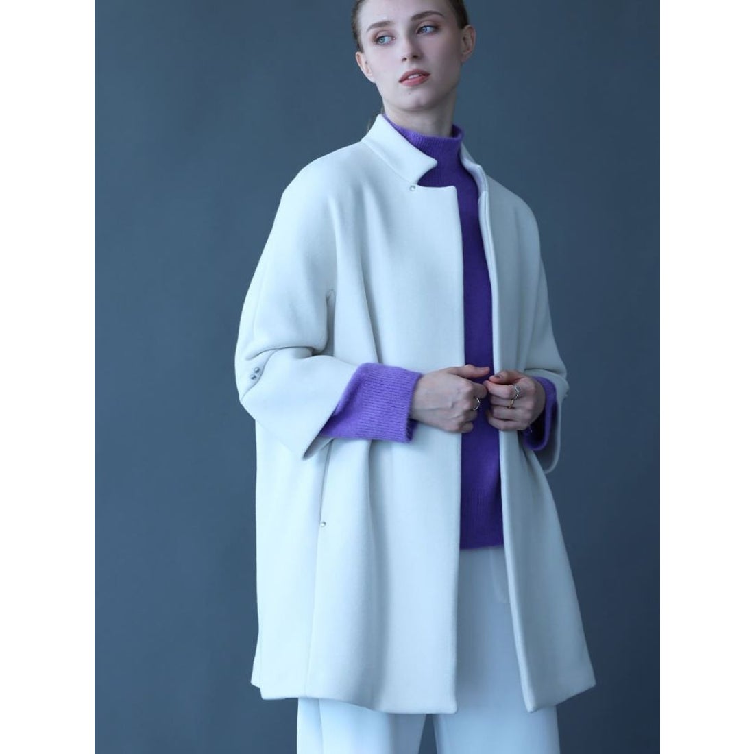 アーガ Aga ダブルメルトンコクーンコート （スカイブルー