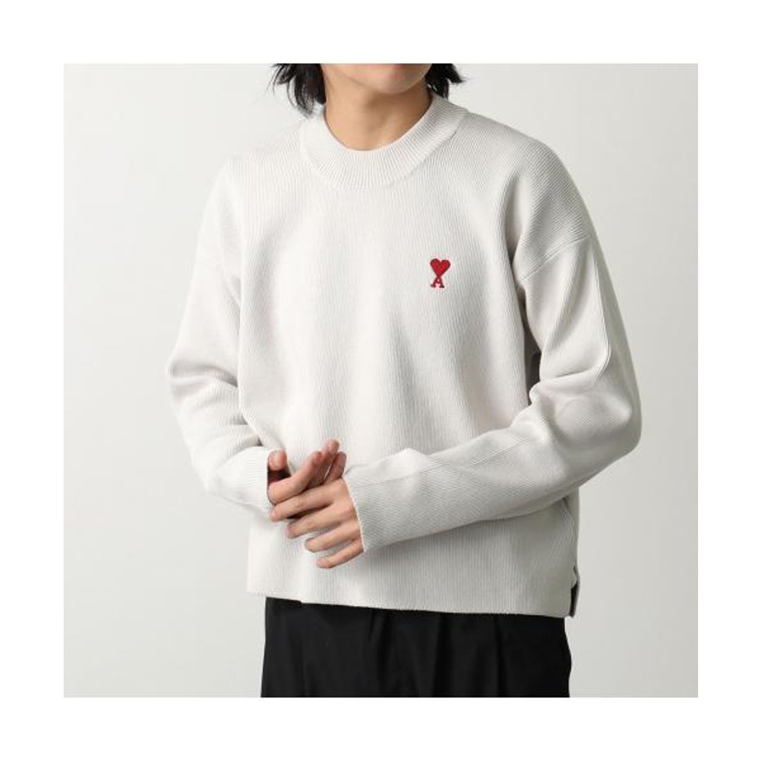 3623【大人気・美品】ポルトガル製 アミ ビッグハートロゴ ニット