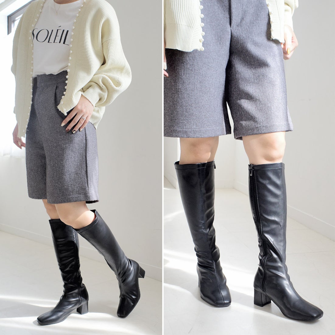 AmiAmi [アミアミ]太ヒールストレッチロングブーツ レディース MJ4213