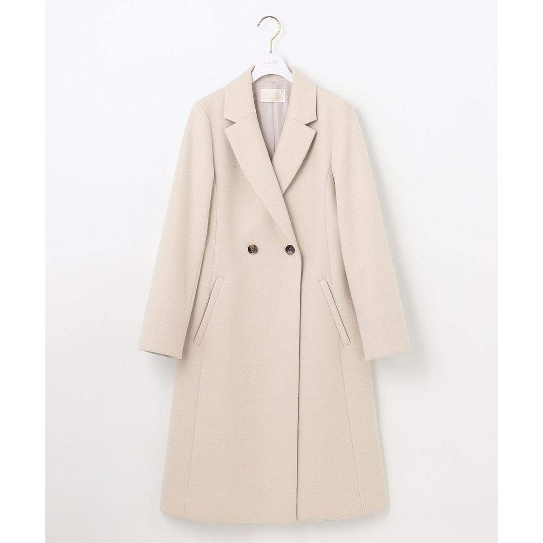 ANY SIS ウールライクレディ チェスターコート （アイボリーベージュ