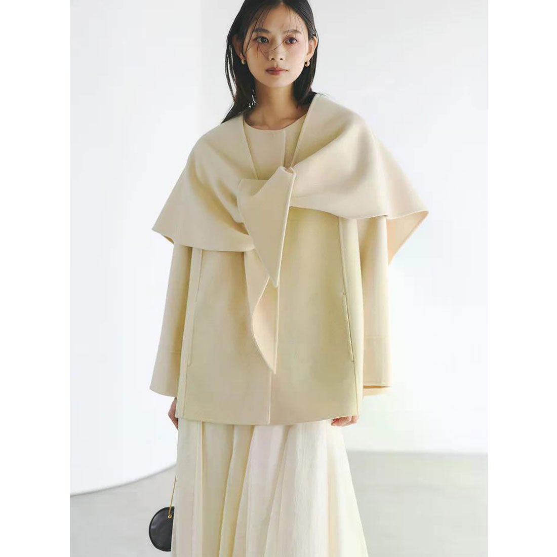 アニュアンス anuans リバーウールミドルマフラーコート （YELLOW