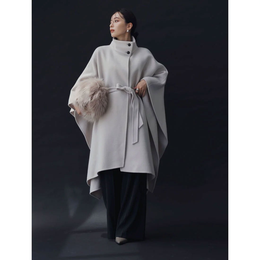 アニュアンス anuans ウールポンチョコート （GREY BEIGE