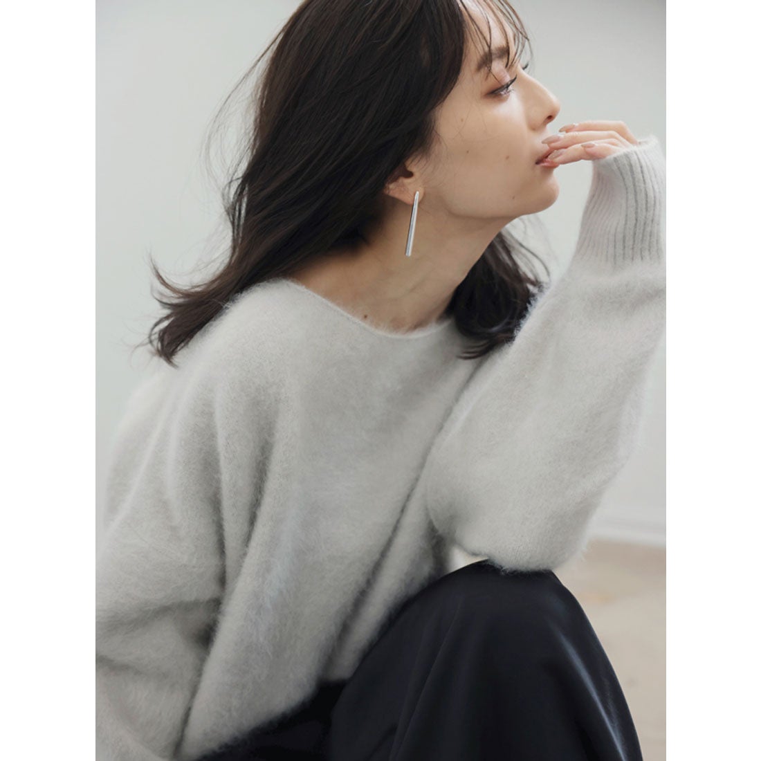 アニュアンス anuans ラクーンボートネックニットプルオーバー （BROWN