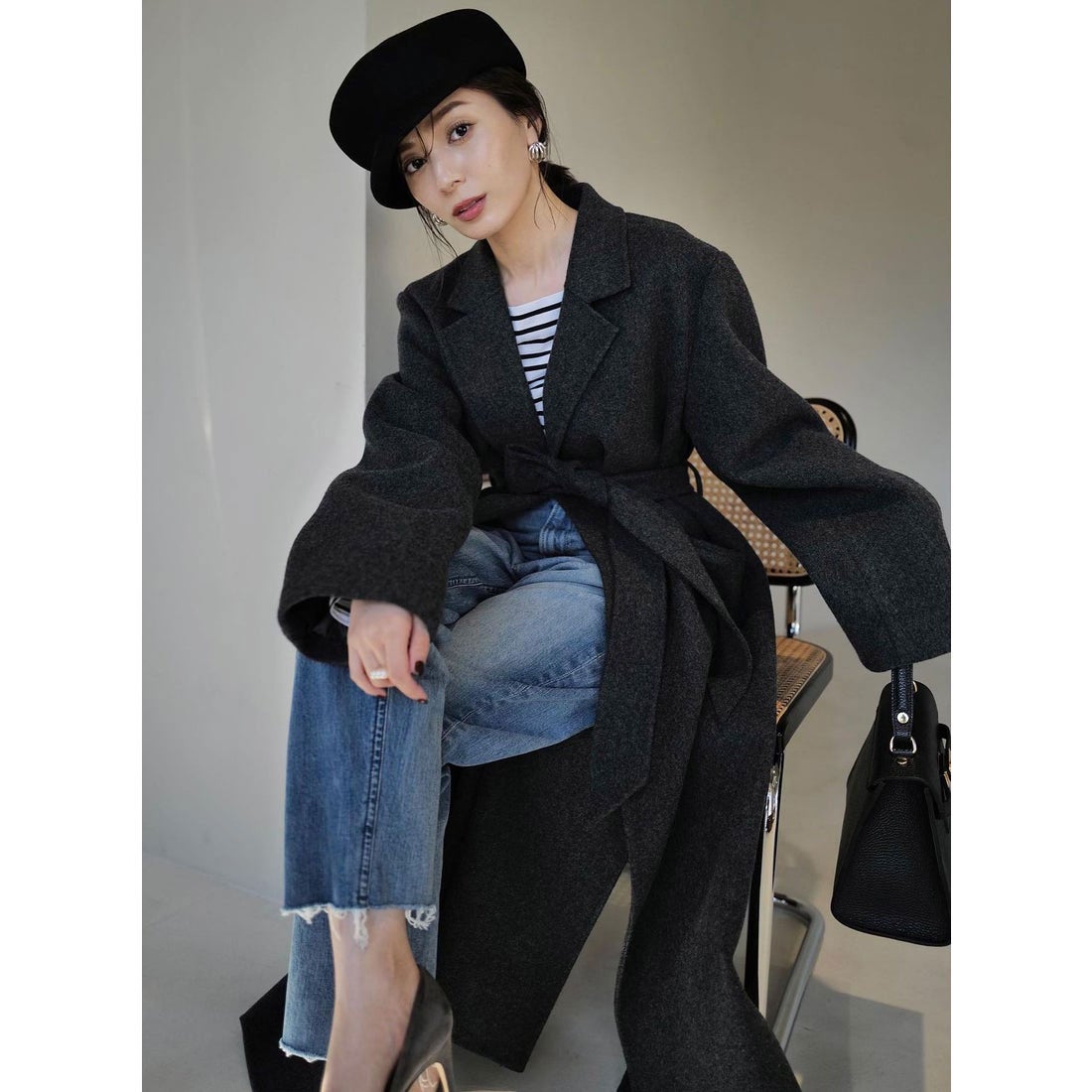 アニュアンス anuans リバーロングチェスターコート （KHAKI GREY