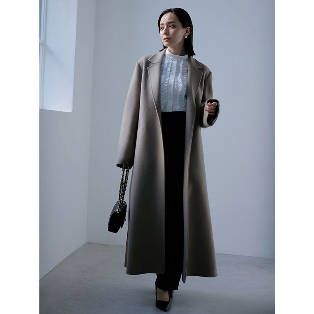 アニュアンス anuans リバーロングチェスターコート （KHAKI GREY