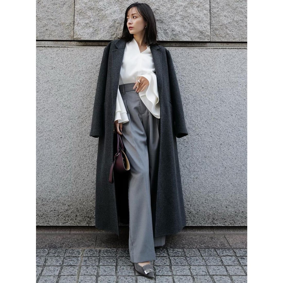 アニュアンス anuans リバーロングチェスターコート （CHARCOALGREY