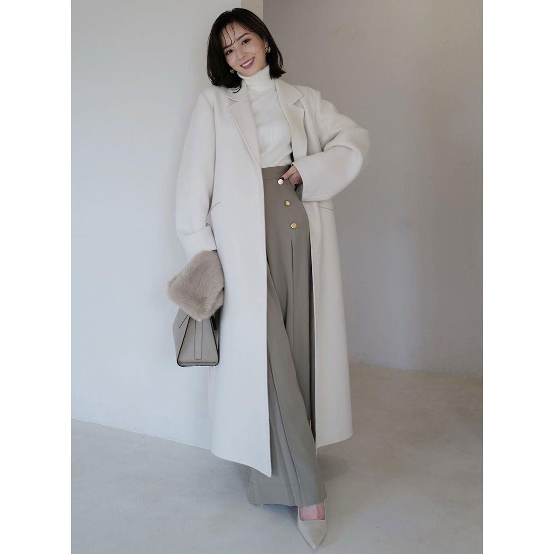 アニュアンス anuans リバーロングチェスターコート （ECRU