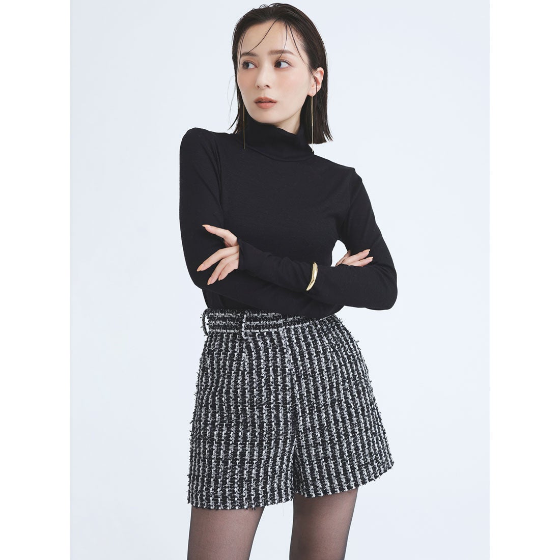 アニュアンス anuans ツイードショートパンツ （BLACK） -ファッション